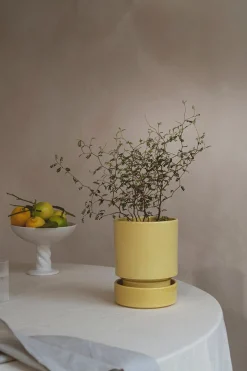 Hoff krukke, glaseret, Pale Yellow