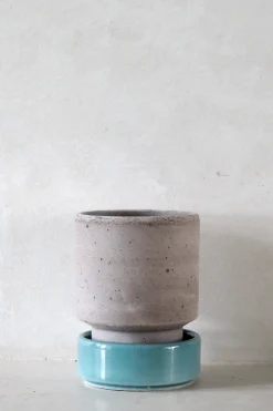 Hoff krukke, raw grey + Misty Blue underskål