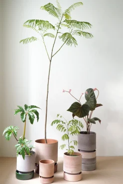 Hoff krukke, raw grey + raw rosa underskål, gulvkrukke