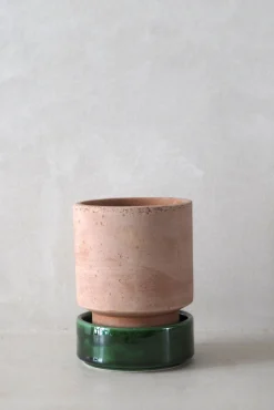 Hoff krukke, raw rosa + grøn underskål