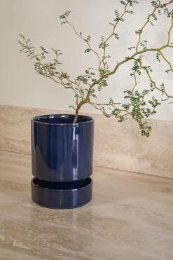 Hoff underskål, glaseret Sapphire Blue